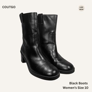 COUTGO Black Heeled Boots for Women Size 10